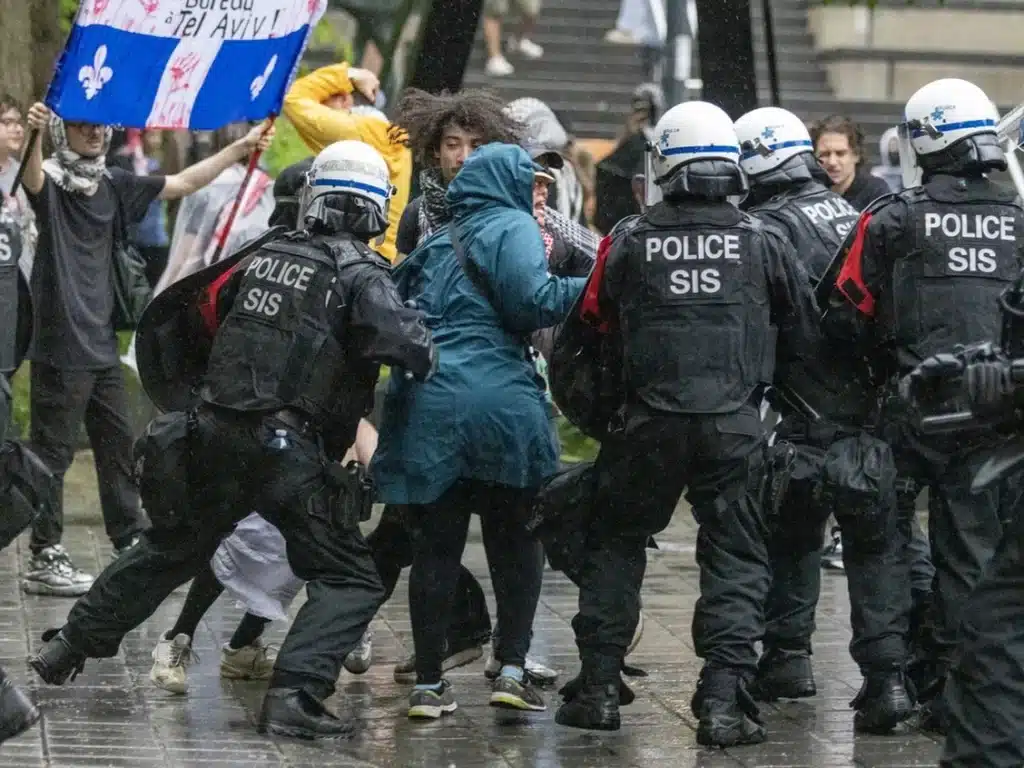 Montreal riot-squad officers pepper sprayed pro-Palestinian protestors