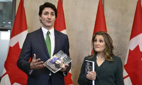 Trudeau and Chrystia Freeland talk of a booming econmy