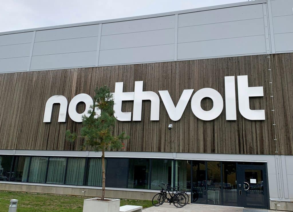 outside the Northvolt facility in Vasteras, Sweden