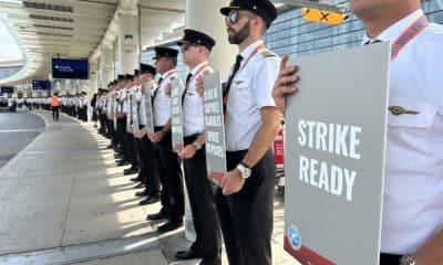 Air Canada pilots picket at Pearson International Airport in Toronto