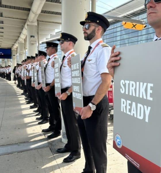 Air Canada pilots picket at Pearson International Airport in Toronto