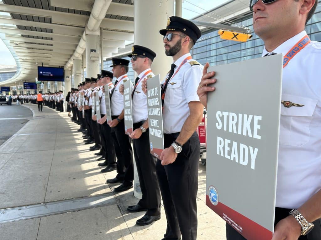 Air Canada pilots picket at Pearson International Airport in Toronto