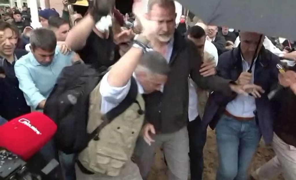 Felipe VI of Spain Pelted with Mud