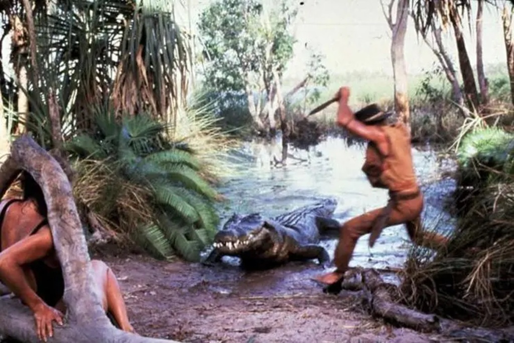 Burt and Paul Hogan in Crocodile Dundee