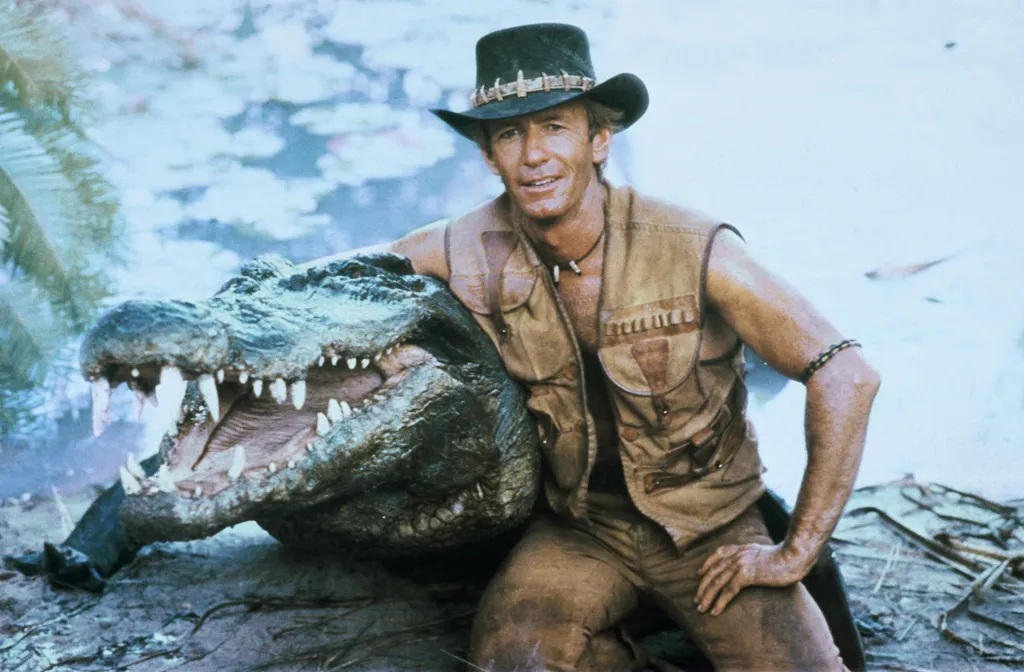 Burt and Paul Hogan in Crocodile Dundee