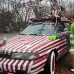 Man Creates Candy Cane Car Spread Christmas Cheer