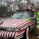 Man Creates Candy Cane Car Spread Christmas Cheer