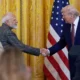 President Donald Trump and India Prime Minister Narendra Modi shake hands during a news conference in the East Room of the White House